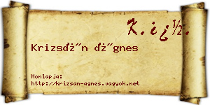 Krizsán Ágnes névjegykártya