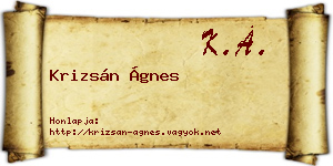 Krizsán Ágnes névjegykártya
